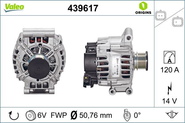 ALTERNATÖR (ŞARJ DİNAMOSU) KOMPLE (120amp) GRANDLAND-P207-P208-P308-P508-P3008-P5008-PARTNER TEPEE-BERLINGO-C3-C4-C5-DS3-DS4 1.6 VTI-THP MİNİ COOPER 06=> (6 KANAL)