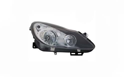 SAĞ FAR (SİYAH/KROM) OPEL CORSA D 06>14 (ELEKTRİKLİ HALOJEN) (H7+H1 TANIM: EH SPORT+OPC 111.YIL)  (ADAPTİF HARİÇ)