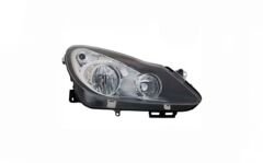 SAĞ FAR (SİYAH/KROM) OPEL CORSA D 06>14 (ELEKTRİKLİ HALOJEN) (H7+H1 TANIM: EH SPORT+OPC 111.YIL)  (ADAPTİF HARİÇ)