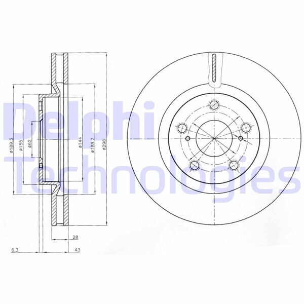 ÖN FREN DİSKİ (HAVA KANALLI) TOYOTA RAV4 2,0L 1AZ-FE ACA30 06-12 / 2,2L 2AD-FTV 2ADFHV ALA30 06-> / 2,0L 3ZRFAE ZSA30 09-> / 2,0L 1ADFTV ALA40 13-> (296 ÇAP X 5 BİJON) - Takım disk fiyatıdır