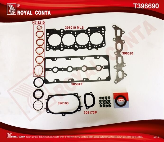 ÜST TAKIM CONTA (REINZ KEÇELİ+LASTİKLİ) PALIO-ALBEA 1.2 16V 80HP (188A5.000)