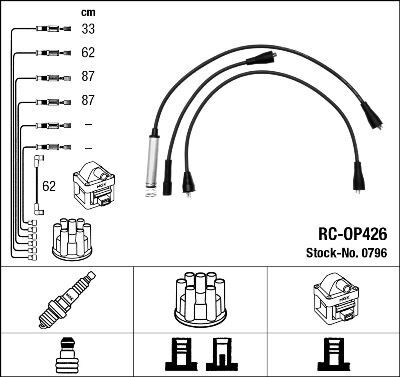BUJİ + BOBİN KABLOSU TAKIMI (SET) OPEL VECTRA A-ASCONA C-KADETT E 1.8-2.0 8V SV-NE