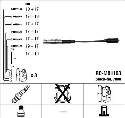 ATESLEME KABLOSU SETI (16`LI) MERCEDES M113 W202 C219 W210 W211 W163 W220