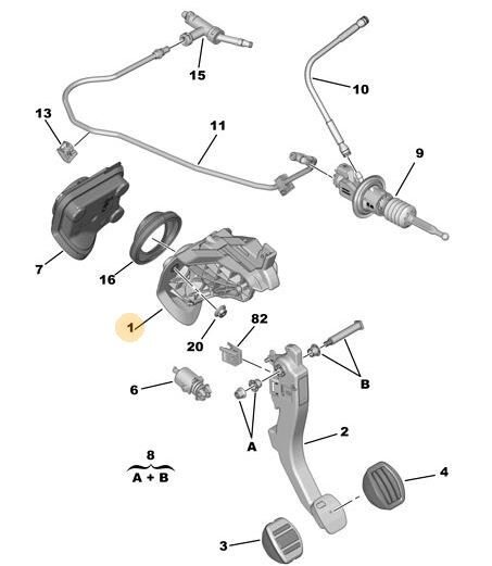 DEBRİYAJ PEDAL BRAKETİ (KUTUSU) PEUGEOT P308-P508-P3008-P5008-PARTNER-EXPERT-RIFTER-TRAVELLER CITROEN C3-C4-BERLINGO-JUMPY-BIPPER