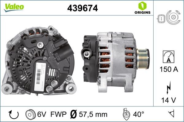 ALTERNATÖR 14V 150A PARTNER-BERLINGO-P206-P207-P307-C2-C3-C4-EXPERT-JUMPY-BOXER-JUMPER-DUCATO 1.6HDI-2.0HDI (439502)