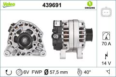 ALTERNATÖR 14V 70Ah BIPPER-NEMO-P206-PARTNER-PARTNER TEPEE-BERLINGO-XSARA-C15-JUMPY (TU1JP) (439275)