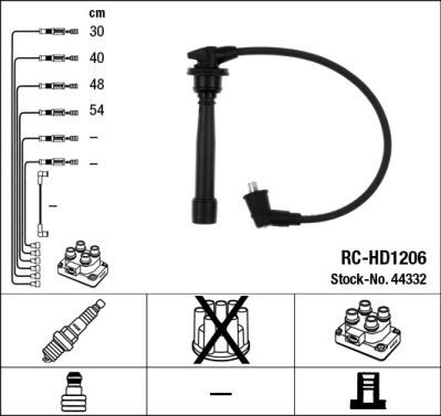 BUJİ KABLOSU HYUNDAI ACCENT ADMIRE 1.5L G4EB 01-> 1.6L G4ED 01-05 / MATRIX 01-> / ELANTRA 01-05 / ERA 1.4L G4EE 06-10 / COUPE 1.6L G4ED 02-09 (RC-HD1206)