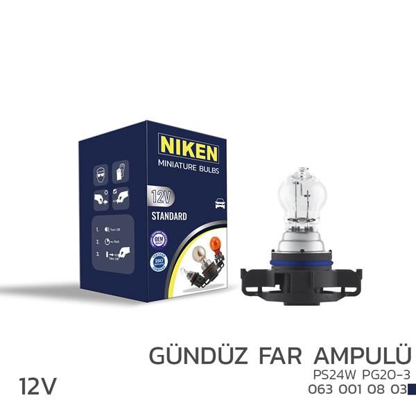 NIKEN  12V PS24W GÜNDÜZ FAR AMPULÜ (PG20-3) 10LU