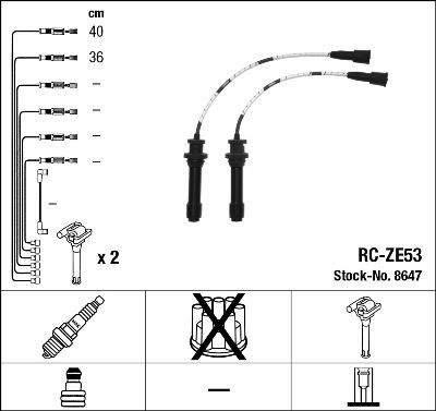 BUJİ KABLOSU MAZDA 323 FAMILIA 1.5L ZL 99-01 (2 Lİ BOBİN KABLOSU) (RC-ZE53)