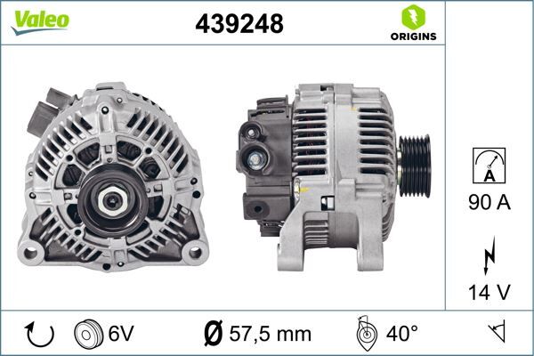 ALTERNATÖR 90A PEUGEOT PARTNER-P206-P306-P307-P406-EXPERT-BOXER CITROEN BERLINGO-JUMPER-JUMPY-XSARA-C5 1.9D DW8 2.0 HDI (542489)