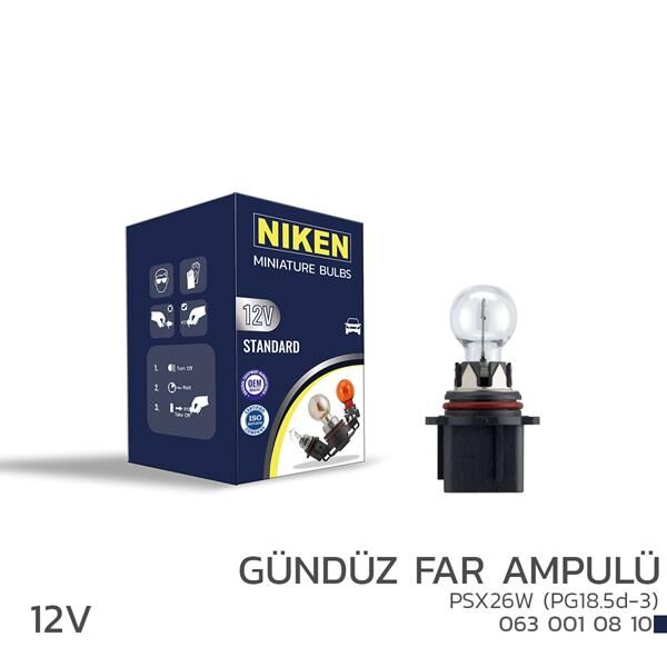 NIKEN  12V PSX26W GÜNDÜZ FAR AMPULÜ(PG18.5d-3) 10LU