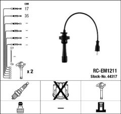 BUJİ KABLOSU MITSUBISHI OUTLANDER 2.0L 4G63 DOHC CU2W 02-06 (2`Lİ BOBİN KABLOSU) (RC-EM1211)