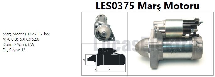 MARS MOTORU (12V 1.7kW 12 DIS) MERCEDES W204 X204 C218 W212 C207 W639 B906