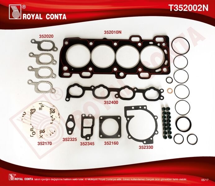 ÜST TAKIM CONTA SETİ RENAULT LAGUNA I 95>01 SAFRANE II 96>01 2.0 16V N7Q VOLVO S40 95>98 V40 95>04 1.8 2.0 2.0T (SKT SÜBAP LASTİKLİ)