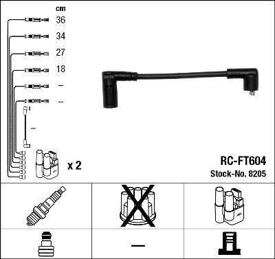 ATEŞLEME KABLOSU SETI RC-FT604 CINQUECENTO 0.9 (91-94) SEICENTO 0.9 (97-08)