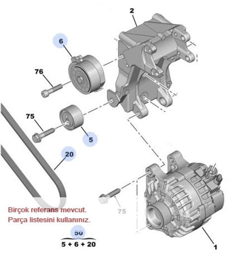 ALTERNATÖR GERGİ KİTİ PARTNER-EXPERT-BERLINGO-JUMPY 2.0 HDI-SCUDO 2.0 JTD (00-06)