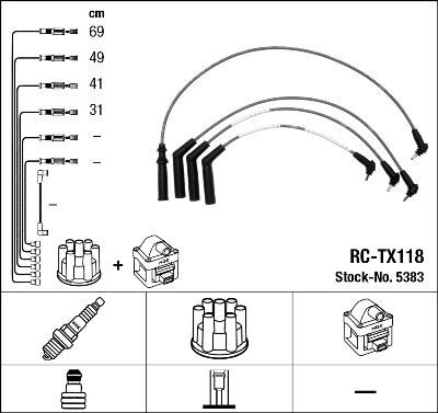 BUJİ KABLOSU TOYOTA COROLLA 1.3L 2E EE90 EE100 88-98 (RC-TX118)