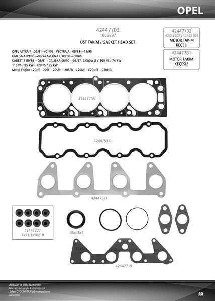 ÜST TK CONTA KEÇELİ ASTRA-VECTRA-OMEGA-FRONTERA 2.0 8V