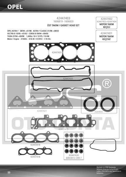 ÜST TK CONTASI KEÇELİ ASTRA-CORSA B-TIGRA 1.4 16V