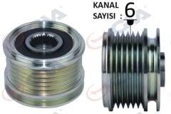 ALTERNATÖR KASNAĞI (RULMANLI) CLIO II-MEGANE-KANGOO-SCENIC (K4M-K4J-K9K-F4P) (6 KANAL) (AYARLI)
