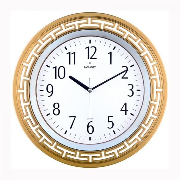 DUVAR SAATİ ALTIN SARISI ÇERÇEVE (ÇAP:34.4CM) AKRİLİK BOYALI 2 RENK ABS KASA MİNERAL CAM SESSİZ AKAR MAKİNE PVC KADRAN KADRAN ÖLÇÜSÜ: 240MM KADRAN BASKI ALANI:150MM