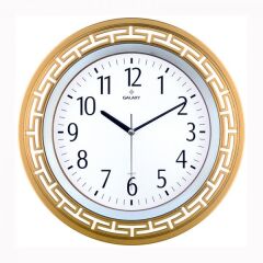 DUVAR SAATİ ALTIN SARISI ÇERÇEVE (ÇAP:34.4CM) AKRİLİK BOYALI 2 RENK ABS KASA MİNERAL CAM SESSİZ AKAR MAKİNE PVC KADRAN KADRAN ÖLÇÜSÜ: 240MM KADRAN BASKI ALANI:150MM