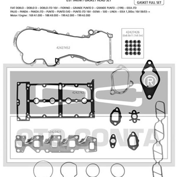 MOTOR TAKIM CONTA DOBLO-PUNTO-500 1.3MTJ 10=> (SKC`SİZ-KEÇELİ-SUBAP LASTİKLİ)
