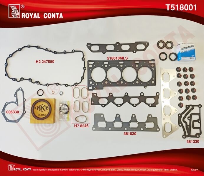 MOTOR TAKIM CONTA SKC`Lİ LGN II 2.0 16V F4R (SKT KEÇELİ VE SUBAP LASTİKLİ)