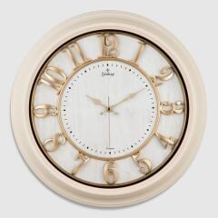 (1963-CA) DUVAR SAATİ BEYAZ ÇERÇEVE 46CM KABARTMA RAKAMLI+SELEFON KORUMALI AMERİKAN BRİSTOL KADRAN METAL AKREP SANİYELİ MEKANİZMA+AKRİLİK BOYA+ABS HAMMADDE+MİNERAL CAM