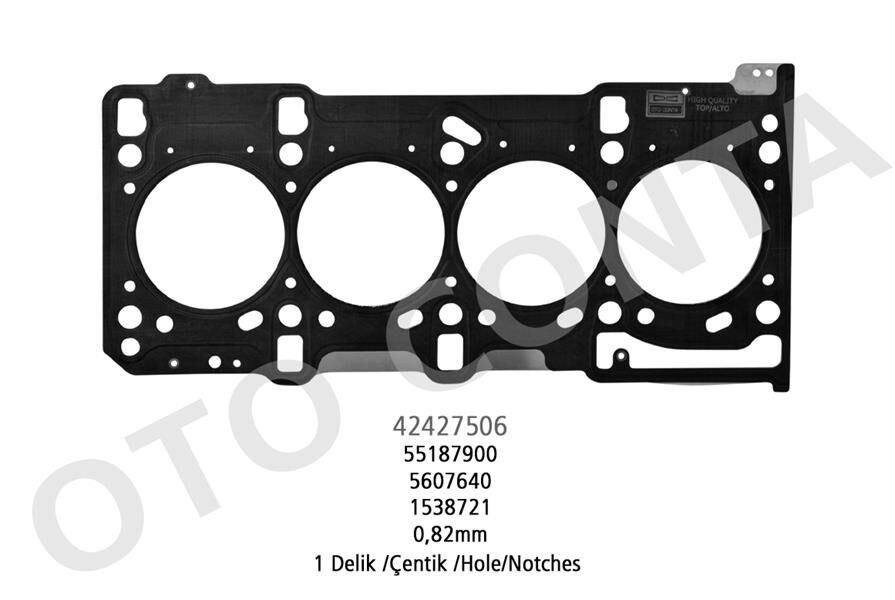 SİLİNDİR KAPAK CONTASI (0.82mm) ASTRA H-ASTRA J-CORSA C-D-E MERIVA A-B AVEO-LINEA-PUNTO-FIORINO-EGEA DOBLO-NEMO-BIPPER 1.3 CDTI MTJ-DTH-DT-DTE-DTJ-DTN-DTR-JTD-HDI-FHZ (1 ÇENTİK) -55278855