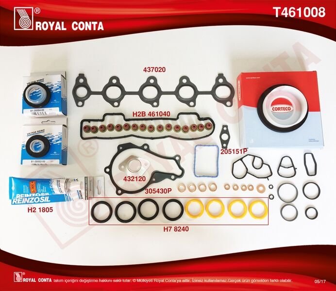 MOTOR TAKIM CONTA (REINZ KEÇELİ&S.LASTİKLİ TAM TK.(SKCSİZ)FOCUS II 1.6 TDCI 04>11 FIESTA 1.6 TDCI 02 >08 FUSION 1.6 TDCI 04>14 VOLVO C30 06>12 S40 II 06>12 S80 II 06>12 V50 05>12 V70 III 09>11 1.6D-206