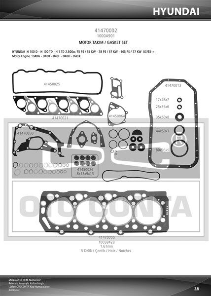 MOTOR TAKIM CONTASI FULL KECELI H100-L200-L300 TD